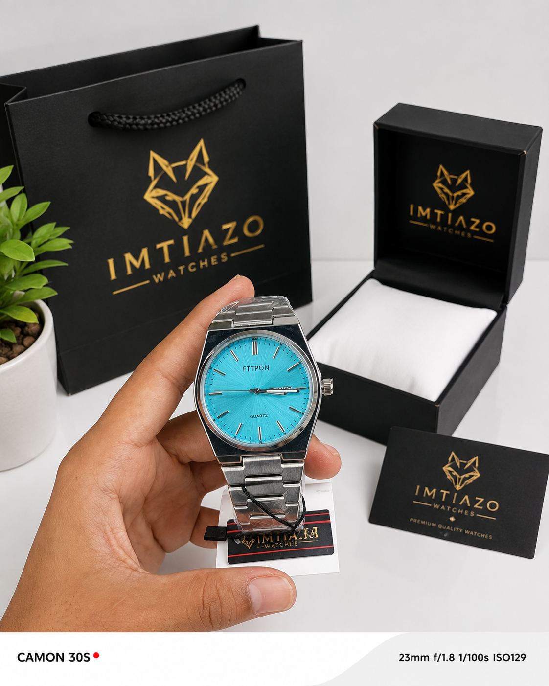 Diamond Silver with Tifny | Day & Date | Waterproof Watch