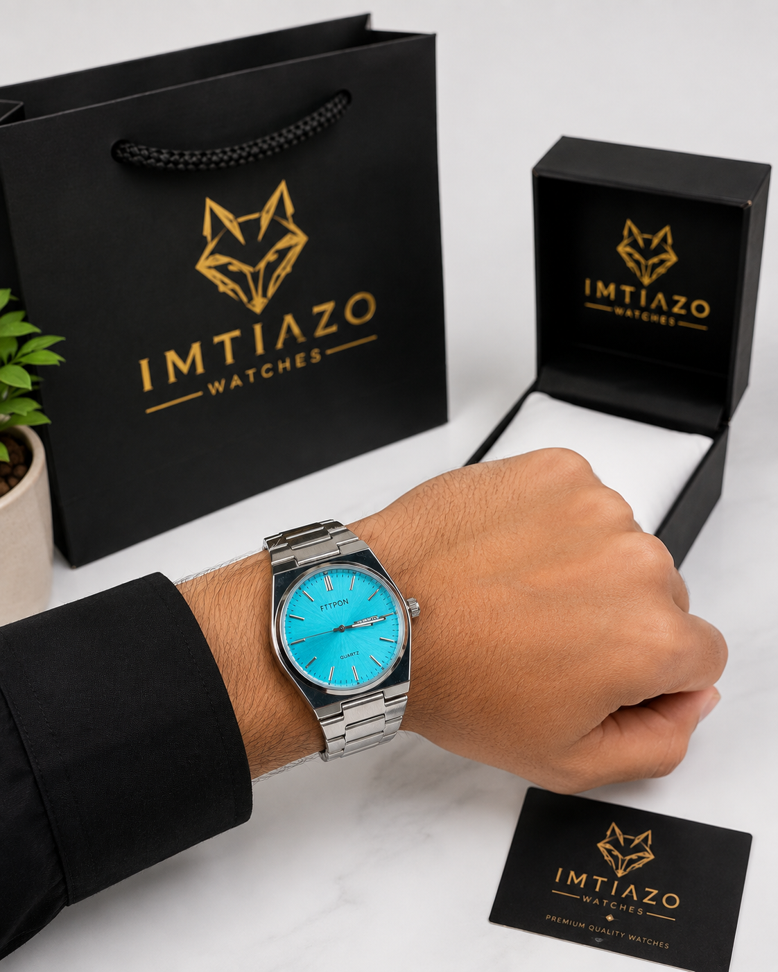 Diamond Silver with Tifny | Day & Date | Waterproof Watch